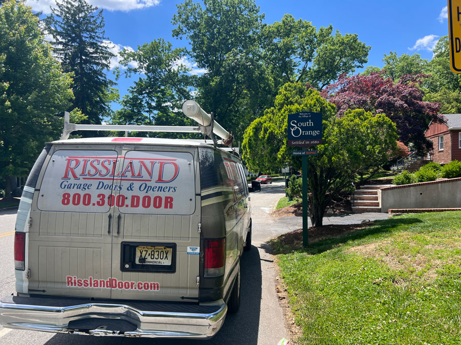 Rissland Door garage door service vehicle in South Orange NJ